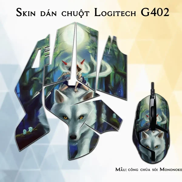 Skin dán chuột Logitech G402 mẫu công chúa sói Mononoke csm002