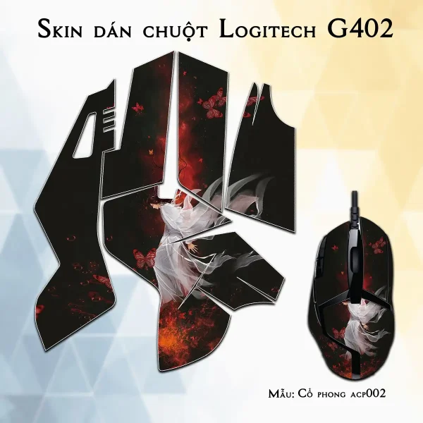 Skin dán chuột Logitech G402 mẫu Cổ phong acp002
