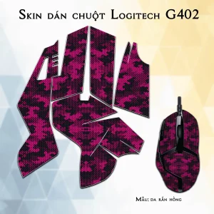 Skin dán chuột Logitech G402 mẫu da rắn hồng