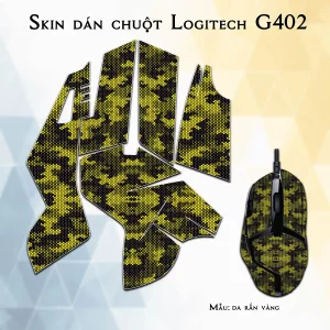 Skin dán chuột Logitech G402 mẫu da rắn vàng