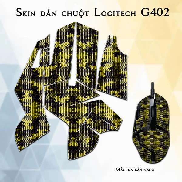 Skin dán chuột Logitech G402 mẫu da rắn vàng