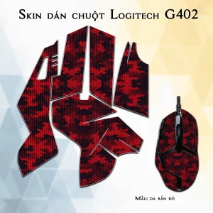 Skin dán chuột Logitech G402 mẫu da rắn đỏ
