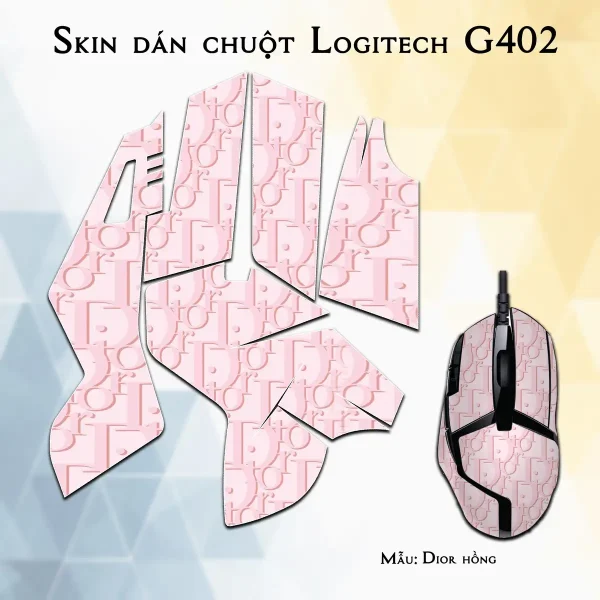 Skin dán chuột Logitech G402 mẫu Dior hồng