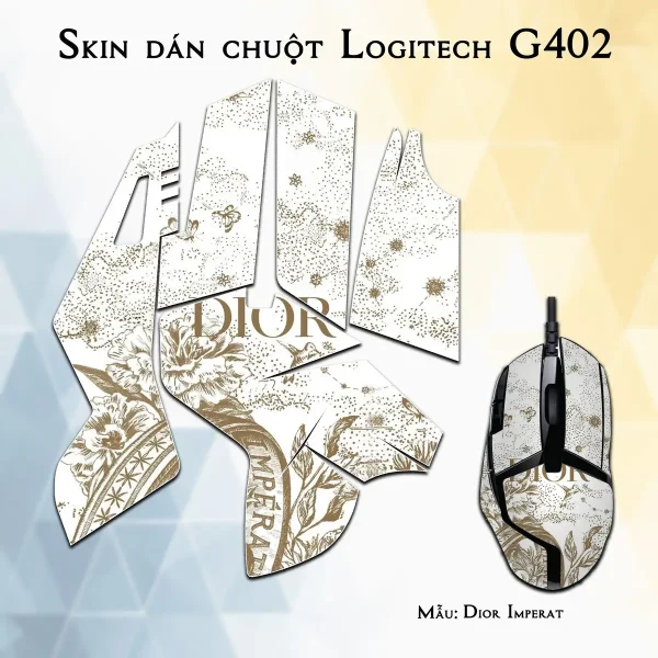 Skin dán chuột Logitech G402 mẫu Dior Imperat