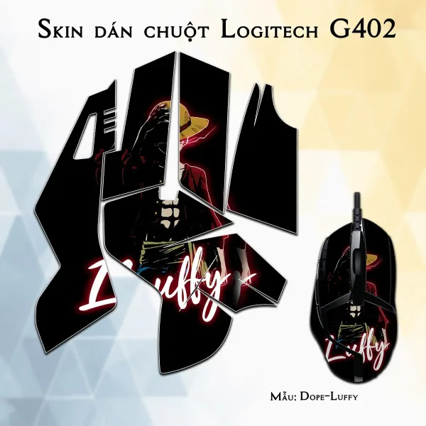 Skin dán chuột Logitech G402 mẫu Dope-Luffy