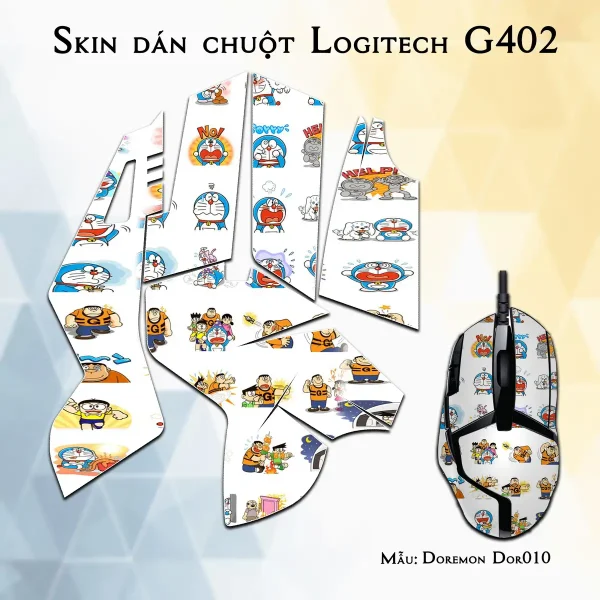 Skin dán chuột Logitech G402 mẫu Doremon Dor010