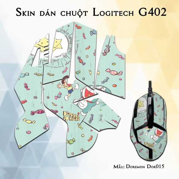 Skin dán chuột Logitech G402 mẫu Doremon Dor015