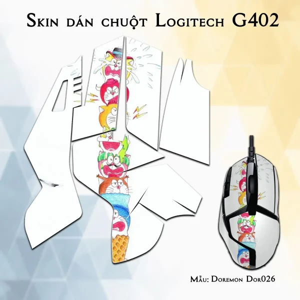 Skin dán chuột Logitech G402 mẫu Doremon Dor026