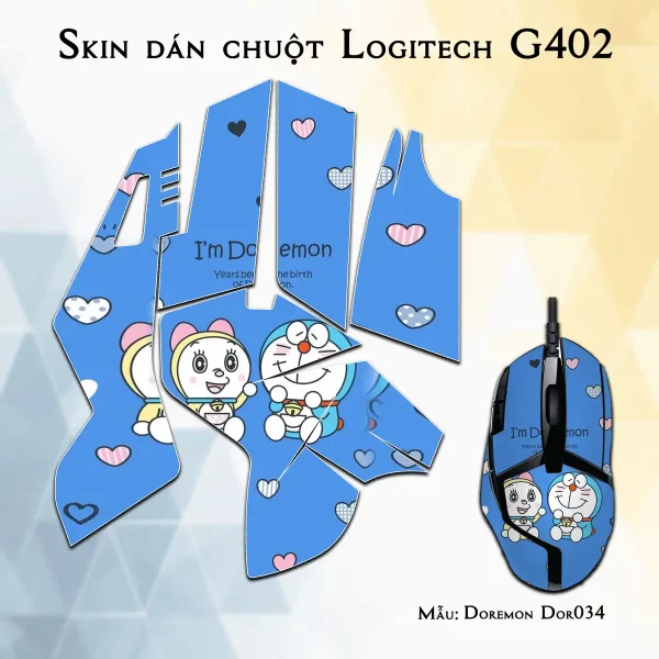 Skin dán chuột Logitech G402 mẫu Doremon Dor034