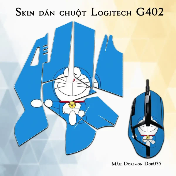 Skin dán chuột Logitech G402 mẫu Doremon Dor035