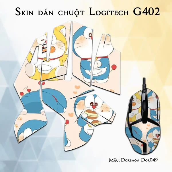 Skin dán chuột Logitech G402 mẫu Doremon Dor049
