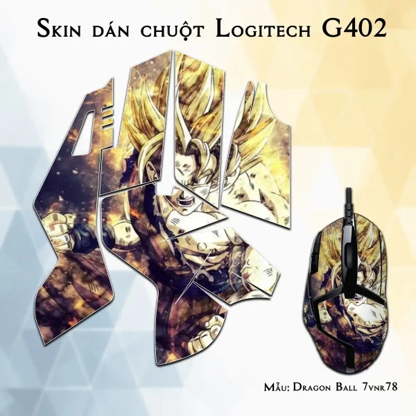 Skin dán chuột Logitech G402 mẫu Dragon Ball 7vnr78