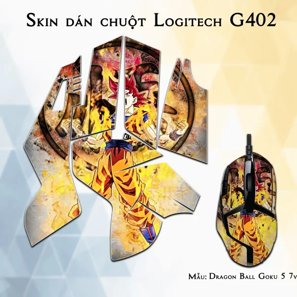 Skin dán chuột Logitech G402 mẫu Dragon Ball Goku 5 7vnr74