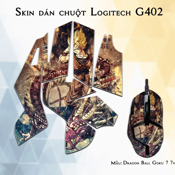 Skin dán chuột Logitech G402 mẫu Dragon Ball Goku 7 7vnr76