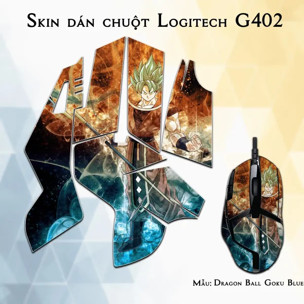 Skin dán chuột Logitech G402 mẫu Dragon Ball Goku Blue 7vnr77