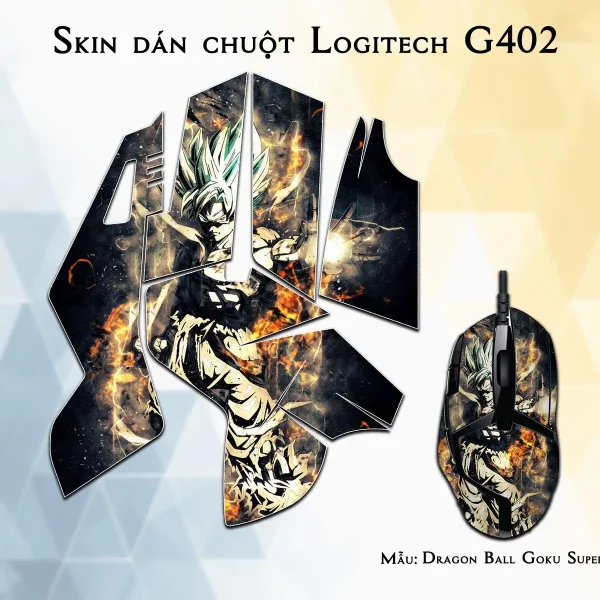 Skin dán chuột Logitech G402 mẫu Dragon Ball Goku Super Saiyan 2 7vnr54