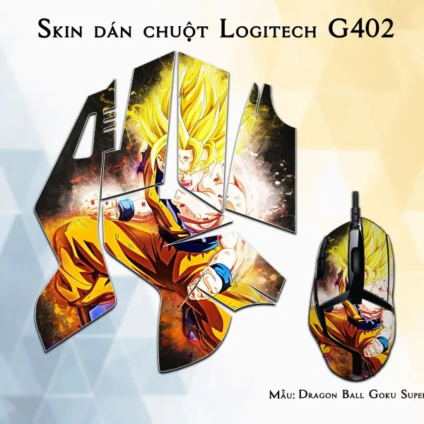 Skin dán chuột Logitech G402 mẫu Dragon Ball Goku Super Saiyan 3 7vnr79