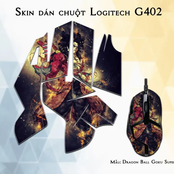 Skin dán chuột Logitech G402 mẫu Dragon Ball Goku Super Saiyan 4 7vnr55