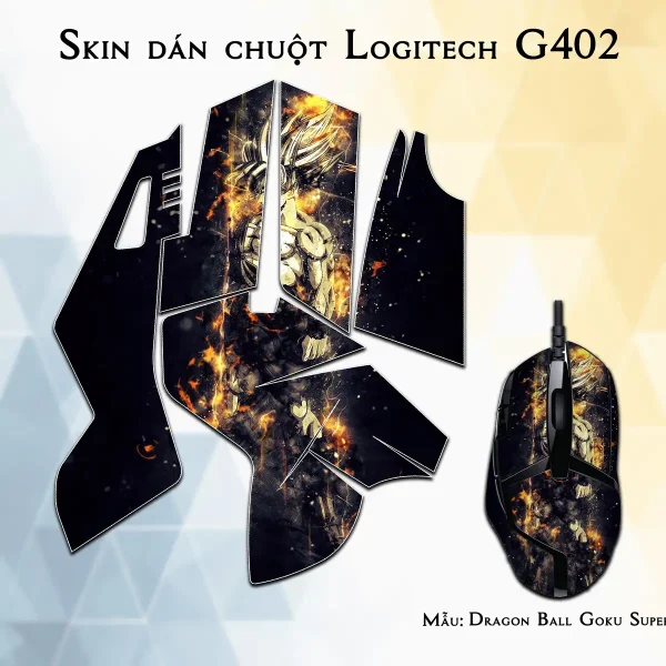 Skin dán chuột Logitech G402 mẫu Dragon Ball Goku Super Saiyan 4 7vnr80