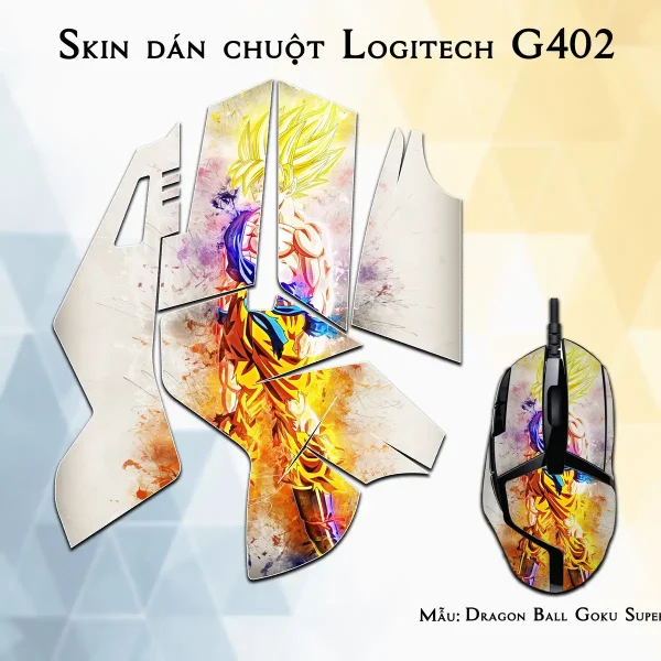 Skin dán chuột Logitech G402 mẫu Dragon Ball Goku Super Saiyan 5 7vnr81