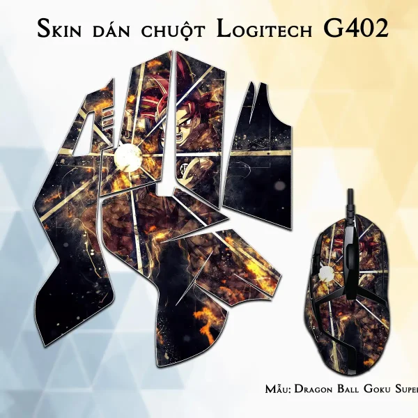 Skin dán chuột Logitech G402 mẫu Dragon Ball Goku Super Saiyan God 7vnr83