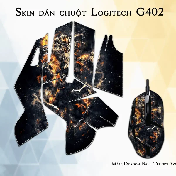 Skin dán chuột Logitech G402 mẫu Dragon Ball Trunks 7vnr91