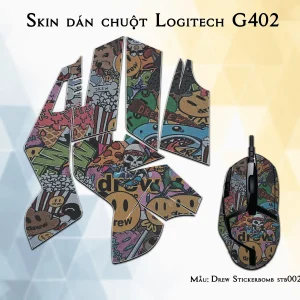 Skin dán chuột Logitech G402 mẫu Drew Stickerbomb stb002