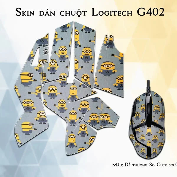 Skin dán chuột Logitech G402 mẫu Dễ thương So Cute scu004