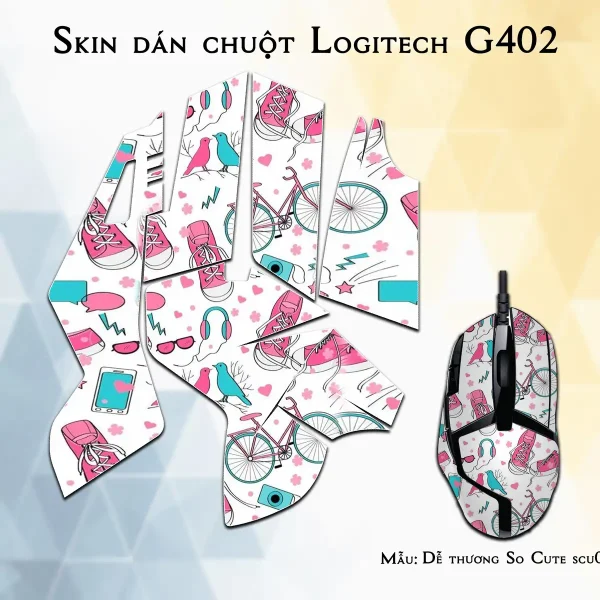 Skin dán chuột Logitech G402 mẫu Dễ thương So Cute scu011