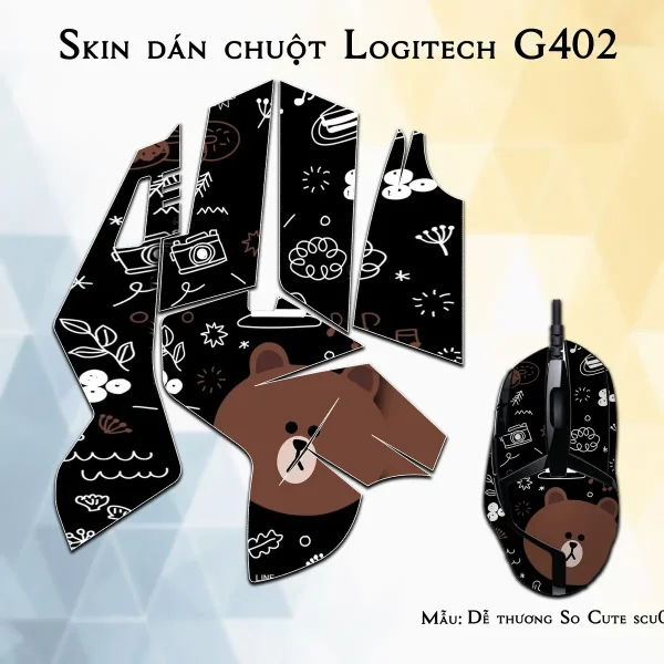 Skin dán chuột Logitech G402 mẫu Dễ thương So Cute scu020
