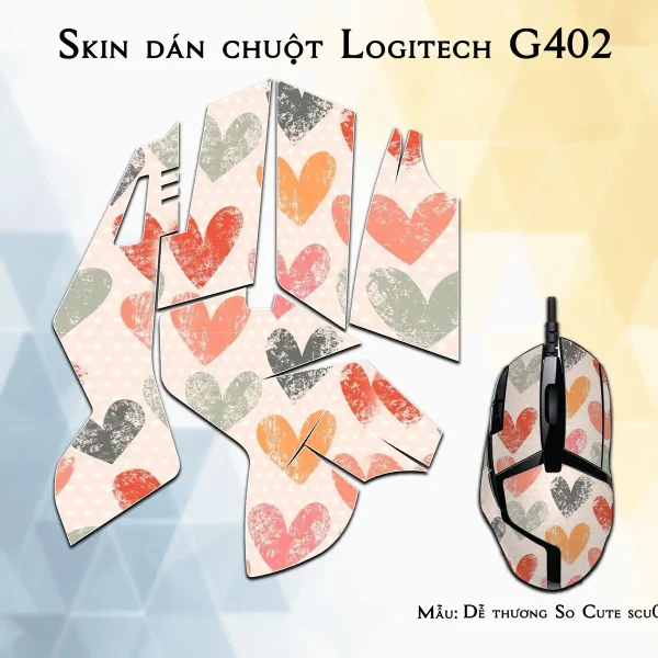 Skin dán chuột Logitech G402 mẫu Dễ thương So Cute scu022