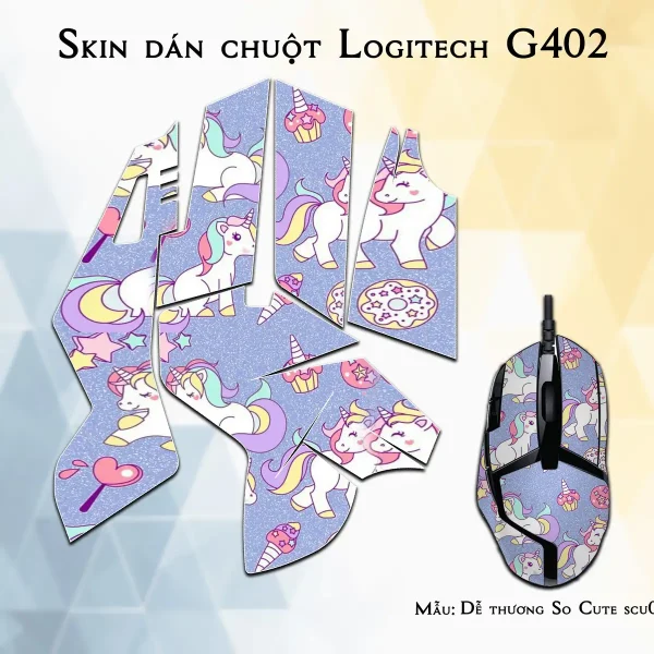 Skin dán chuột Logitech G402 mẫu Dễ thương So Cute scu023