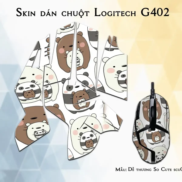 Skin dán chuột Logitech G402 mẫu Dễ thương So Cute scu026