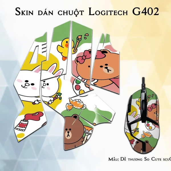 Skin dán chuột Logitech G402 mẫu Dễ thương So Cute scu033