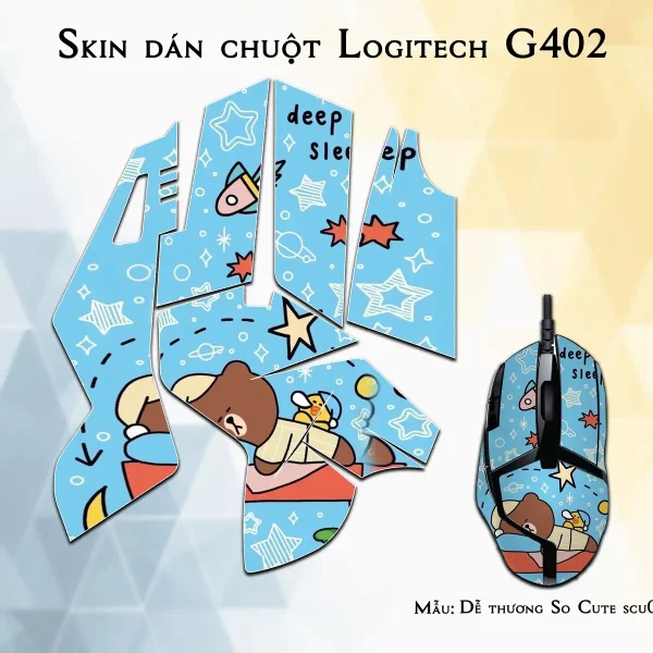 Skin dán chuột Logitech G402 mẫu Dễ thương So Cute scu035