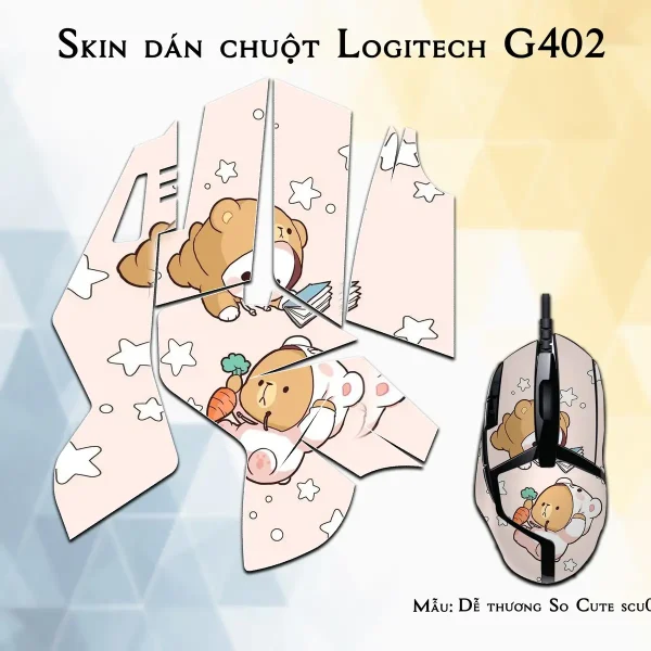 Skin dán chuột Logitech G402 mẫu Dễ thương So Cute scu039