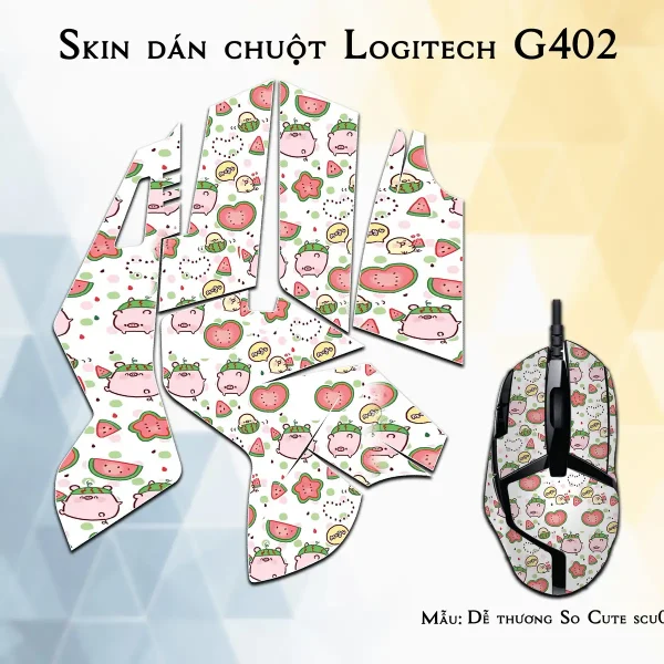 Skin dán chuột Logitech G402 mẫu Dễ thương So Cute scu056