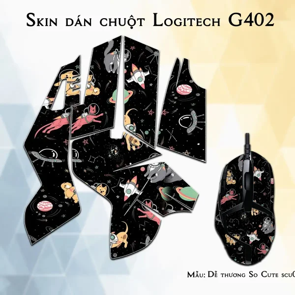 Skin dán chuột Logitech G402 mẫu Dễ thương So Cute scu058