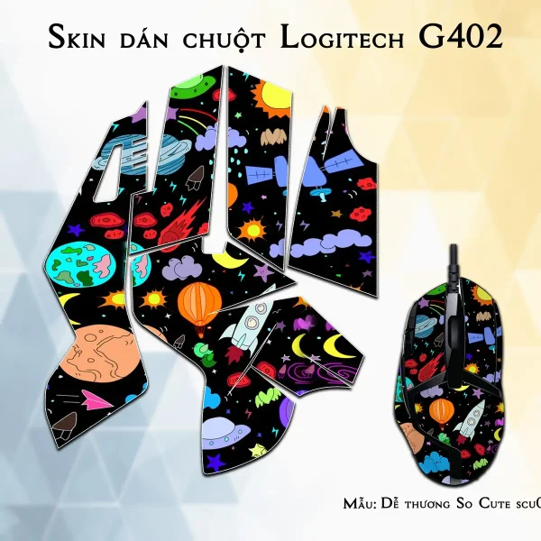 Skin dán chuột Logitech G402 mẫu Dễ thương So Cute scu059