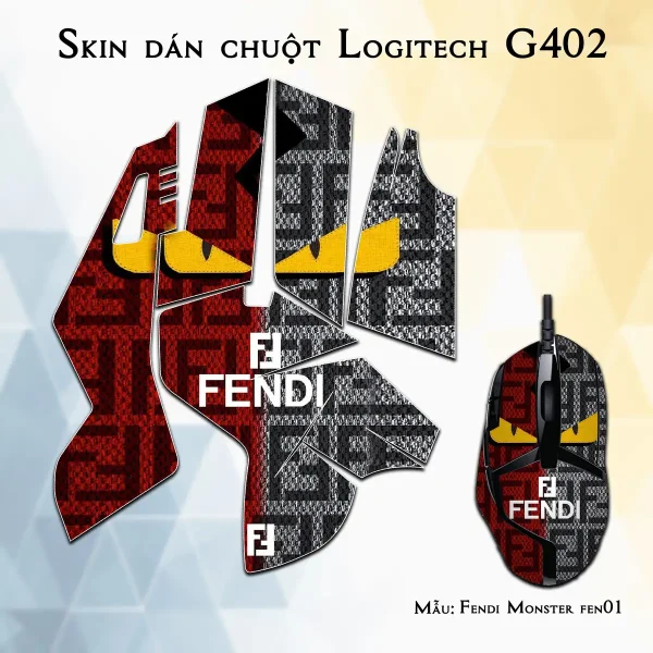 Skin dán chuột Logitech G402 mẫu Fendi Monster fen01