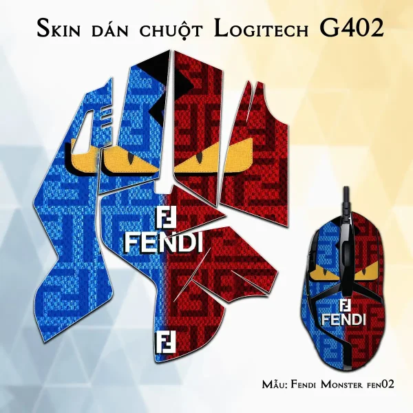 Skin dán chuột Logitech G402 mẫu Fendi Monster fen02