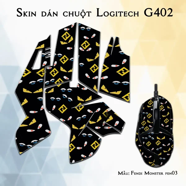 Skin dán chuột Logitech G402 mẫu Fendi Monster fen03