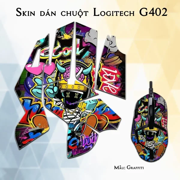 Skin dán chuột Logitech G402 mẫu Graffiti