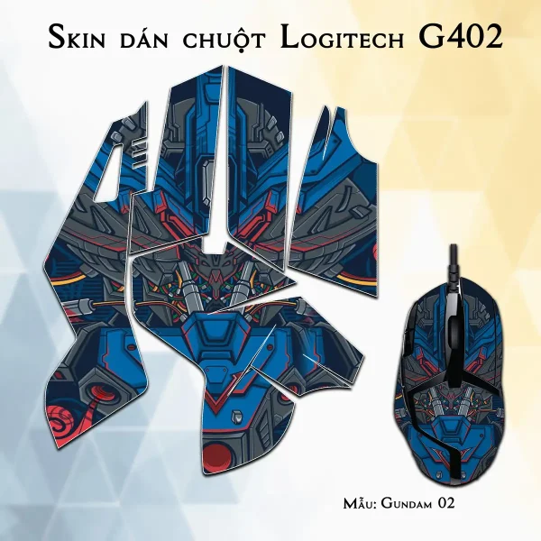 Skin dán chuột Logitech G402 mẫu Gundam 02