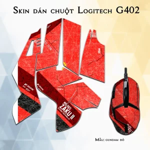 Skin dán chuột Logitech G402 mẫu gundam đỏ