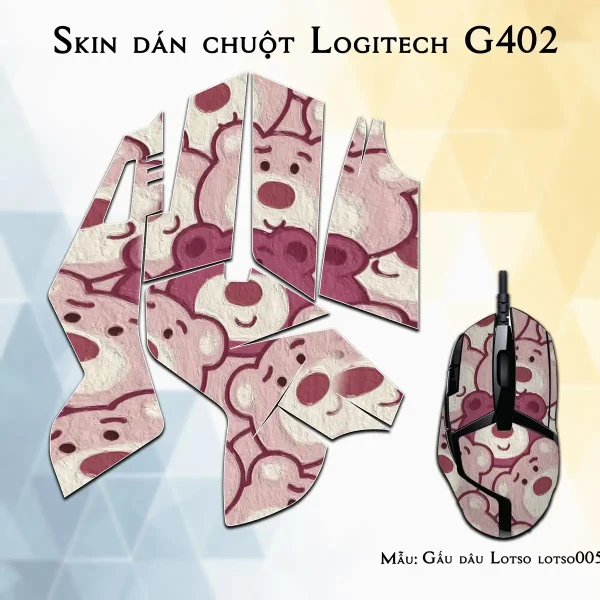 Skin dán chuột Logitech G402 mẫu Gấu dâu Lotso lotso005