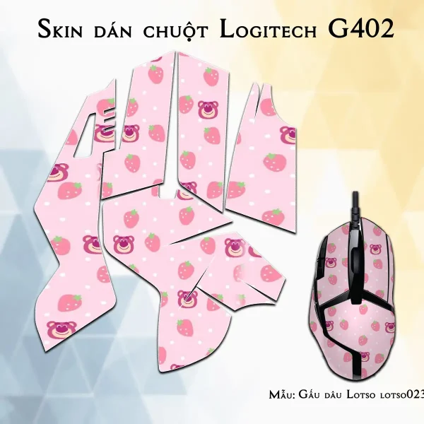 Skin dán chuột Logitech G402 mẫu Gấu dâu Lotso lotso023