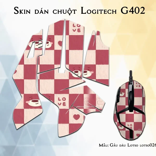 Skin dán chuột Logitech G402 mẫu Gấu dâu Lotso lotso026