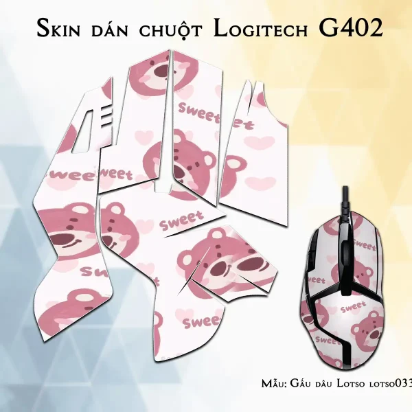 Skin dán chuột Logitech G402 mẫu Gấu dâu Lotso lotso033
