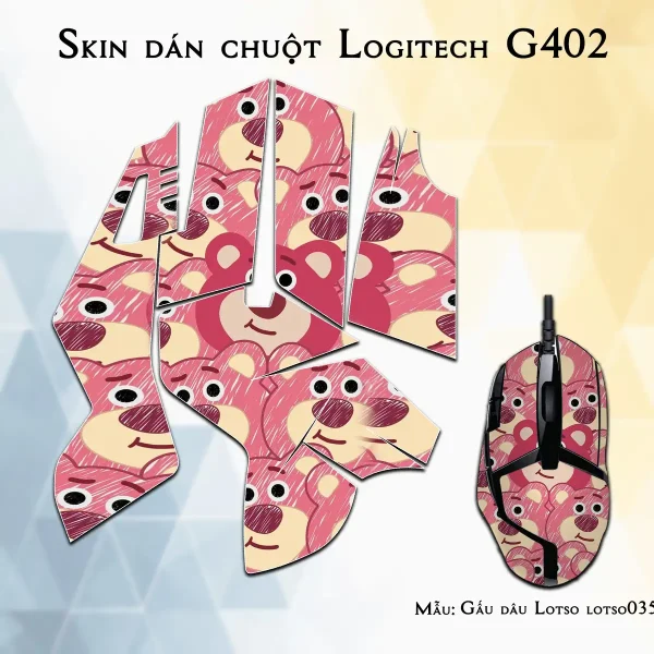 Skin dán chuột Logitech G402 mẫu Gấu dâu Lotso lotso035